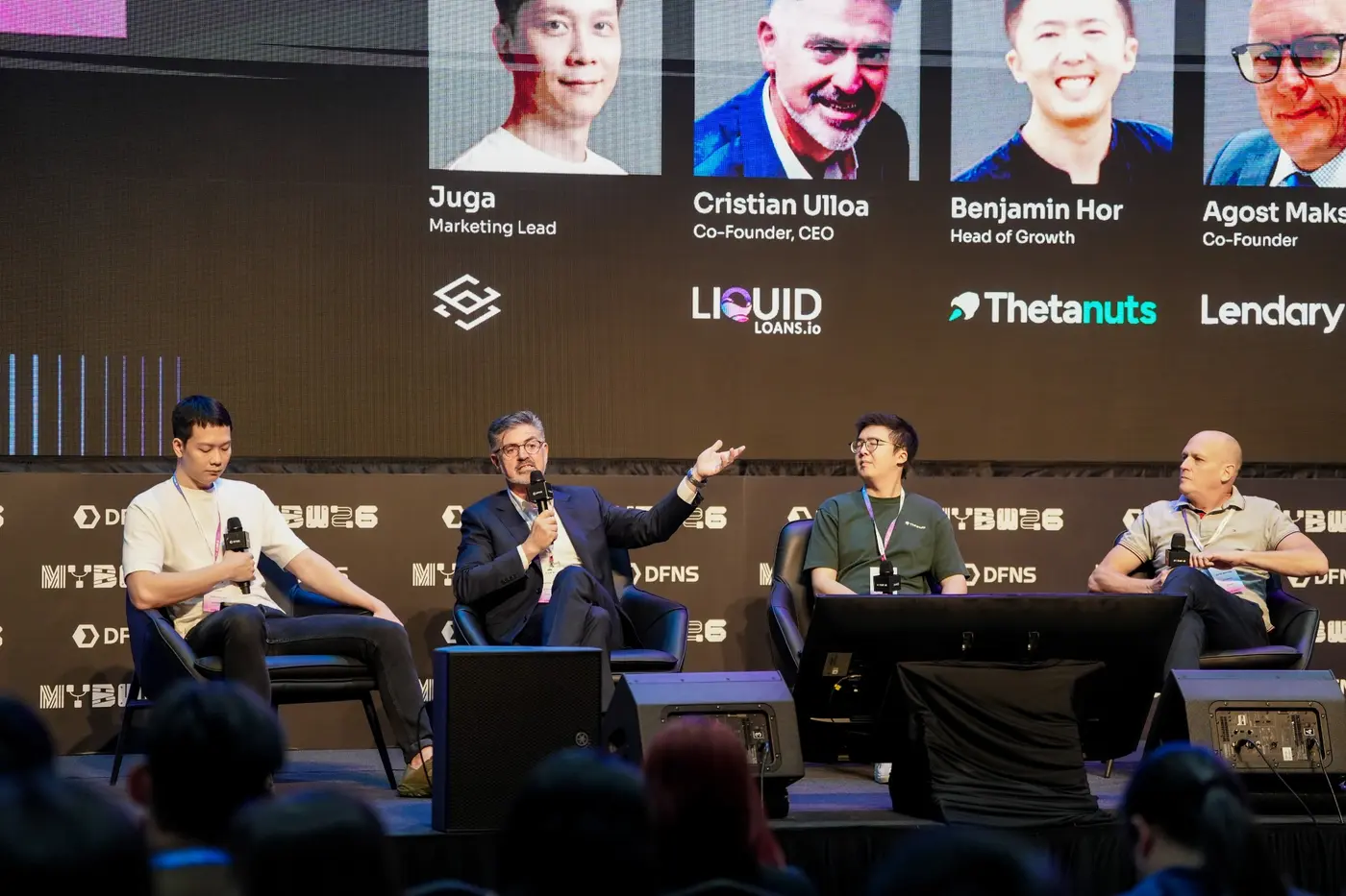 Cristian Ulloa speaking on a blockchain panel